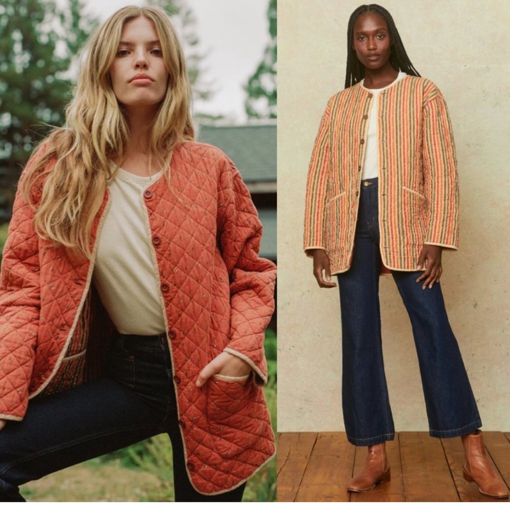 Christy Dawn BOHO Organic Cotton Reversible Lou Lou Liner Jacket -Rust - Sz Med